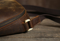 Handmade Leather Mens Cool Small Shoulder Bag Messenger Bag Chest Bag Bike Bag Cycling Bag for men