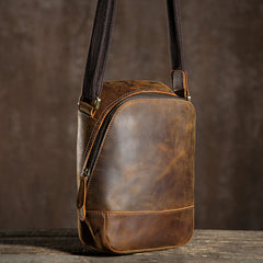 Handmade Leather Mens Cool Small Shoulder Bag Messenger Bag Chest Bag Bike Bag Cycling Bag for men