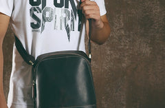 Handmade Leather Mens Cool Small Shoulder Bag Messenger Bag Chest Bag Bike Bag Cycling Bag for men