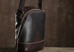 Handmade Leather Mens Cool Small Shoulder Bag Messenger Bag Chest Bag Bike Bag Cycling Bag for men