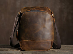 Handmade Leather Mens Cool Small Shoulder Bag Messenger Bag Chest Bag Bike Bag Cycling Bag for men