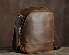 Handmade Leather Mens Cool Small Shoulder Bag Messenger Bag Chest Bag Bike Bag Cycling Bag for men