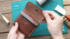 Handmade Leather Mens Front Pocket Wallet Card Wallet Slim Small Change Wallet for Men - iwalletsmen