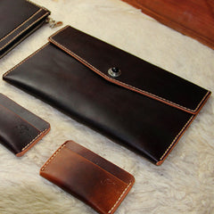 Handmade Leather Mens Large Clutch Wallet Wristlet Wallet iPad Case - iwalletsmen