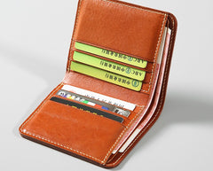 Handmade Leather Mens Slim Cool billfold Leather Wallet Men Small Wallets Bifold for Men