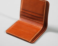 Handmade Leather Mens Slim Cool billfold Leather Wallet Men Small Wallets Bifold for Men