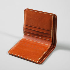 Handmade Leather Mens Slim Cool billfold Leather Wallet Men Small Wallets Bifold for Men