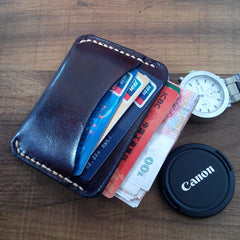 Handmade Leather Mens Slim Front Pocket Wallet Leather Card Wallets  for Men - iwalletsmen