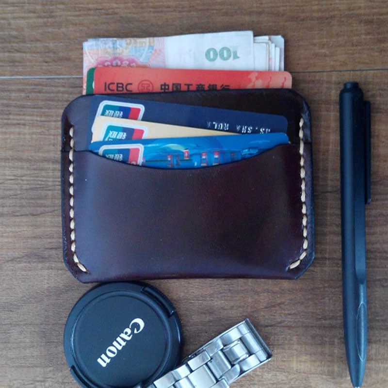 Handmade Leather Mens Slim Front Pocket Wallet Leather Card Wallets  for Men - iwalletsmen