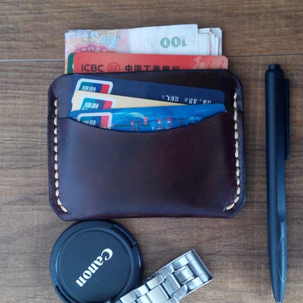 Handmade Leather Mens Slim Front Pocket Wallet Leather Card Wallets  for Men - iwalletsmen