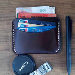 Handmade Leather Mens Slim Front Pocket Wallet Leather Card Wallets  for Men - iwalletsmen