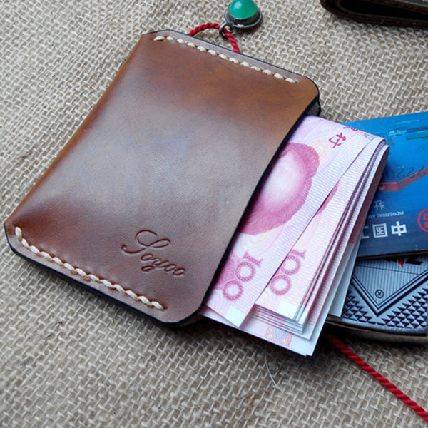 Handmade Leather Mens Slim Front Pocket Wallet Leather Small Wallets  for Men - iwalletsmen