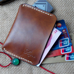 Handmade Leather Mens Slim Front Pocket Wallet Leather Small Wallets  for Men - iwalletsmen