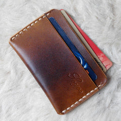 Handmade Leather Mens Slim Front Pocket Wallets Leather Card Wallet for Men - iwalletsmen