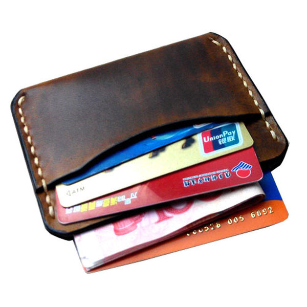 Handmade Leather Mens Slim Front Pocket Wallets Leather Card Wallets for Men - iwalletsmen