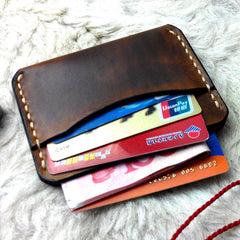 Handmade Leather Mens Slim Front Pocket Wallets Leather Card Wallets for Men - iwalletsmen