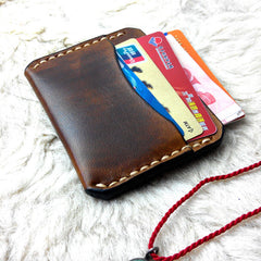 Handmade Leather Mens Slim Front Pocket Wallets Leather Card Wallets for Men - iwalletsmen