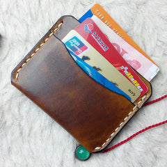 Handmade Leather Mens Slim Front Pocket Wallets Leather Card Wallets for Men - iwalletsmen