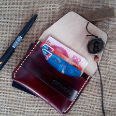Handmade Leather Mens Slim Small Wallet Leather Card Wallets for Men - iwalletsmen