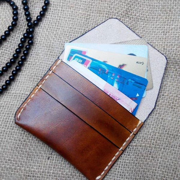Handmade Leather Mens Small Front Pocket Wallet Leather Card Wallets for Men - iwalletsmen