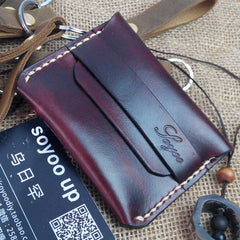 Handmade Leather Mens Small Front Pocket Wallet Leather Card Wallets for Men - iwalletsmen