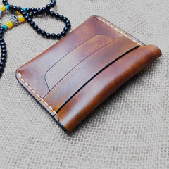 Handmade Leather Mens Small Front Pocket Wallet Leather Card Wallets for Men - iwalletsmen