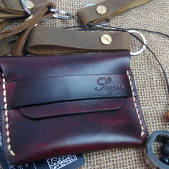 Handmade Leather Mens Small Front Pocket Wallet Leather Card Wallets for Men - iwalletsmen