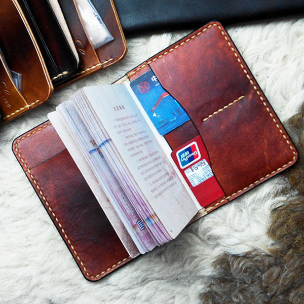 Handmade Leather Mens Small Passport Wallets Travel Wallets for Men - iwalletsmen