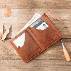 Handmade Leather Mens Small Wallets Bifold Vintage Slim billfold Wallet for Men - iwalletsmen