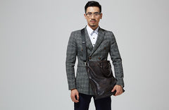 Handmade Leather Mens Tote Bag Cool Messenger Bag Tote Bag Handbag Shoulder Bag for men