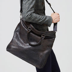 Handmade Leather Mens Tote Bag Cool Messenger Bag Tote Bag Handbag Shoulder Bag for men