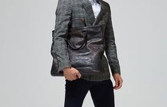 Handmade Leather Mens Tote Bag Cool Messenger Bag Tote Bag Handbag Shoulder Bag for men