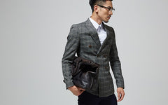 Handmade Leather Mens Tote Bag Cool Messenger Bag Tote Bag Handbag Shoulder Bag for men