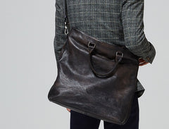 Handmade Leather Mens Tote Bag Cool Messenger Bag Tote Bag Handbag Shoulder Bag for men