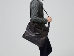 Handmade Leather Mens Tote Bag Cool Messenger Bag Tote Bag Handbag Shoulder Bag for men