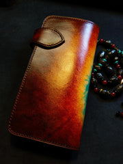 Handmade Leather Skull Indian Mens Chain Wallet Biker Wallet Cool Leather Wallet Long Tooled Wallets for Men