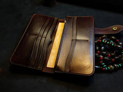 Handmade Leather Skull Indian Mens Chain Wallet Biker Wallet Cool Leather Wallet Long Tooled Wallets for Men