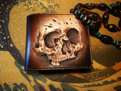 Handmade Leather Praying Tooled Mens billfold Wallet Cool Leather Wallet Slim Wallet for Men