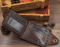 Handmade Cool Leather Small Mens Wallet Bifold billfold Wallet for Men - iwalletsmen
