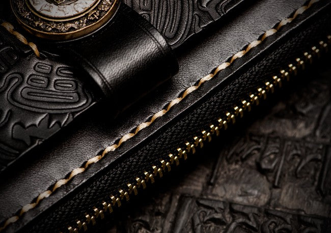 Handmade Leather Tooled Carp Chain Wallet Mens Biker Wallet Cool Leath –  imessengerbags