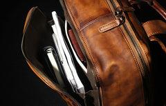 Handmade Leather Vintage Brown Mens Cool Leather Backpack Travel Bag for men