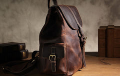 Handmade Leather Vintage Coffee Mens Cool Leather Backpack Travel Bag for men