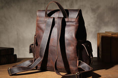 Handmade Leather Vintage Coffee Mens Cool Leather Backpack Travel Bag for men