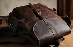 Handmade Leather Vintage Coffee Mens Cool Leather Backpack Travel Bag for men