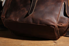 Handmade Leather Vintage Coffee Mens Cool Leather Backpack Travel Bag for men