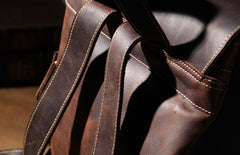 Handmade Leather Vintage Coffee Mens Cool Leather Backpack Travel Bag for men