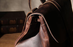 Handmade Leather Vintage Coffee Mens Cool Leather Backpack Travel Bag for men