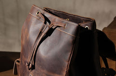 Handmade Leather Vintage Coffee Mens Cool Leather Backpack Travel Bag for men