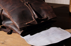 Handmade Leather Vintage Coffee Mens Cool Leather Backpack Travel Bag for men