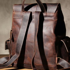 Handmade Leather Vintage Coffee Mens Cool Leather Backpack Travel Bag for men